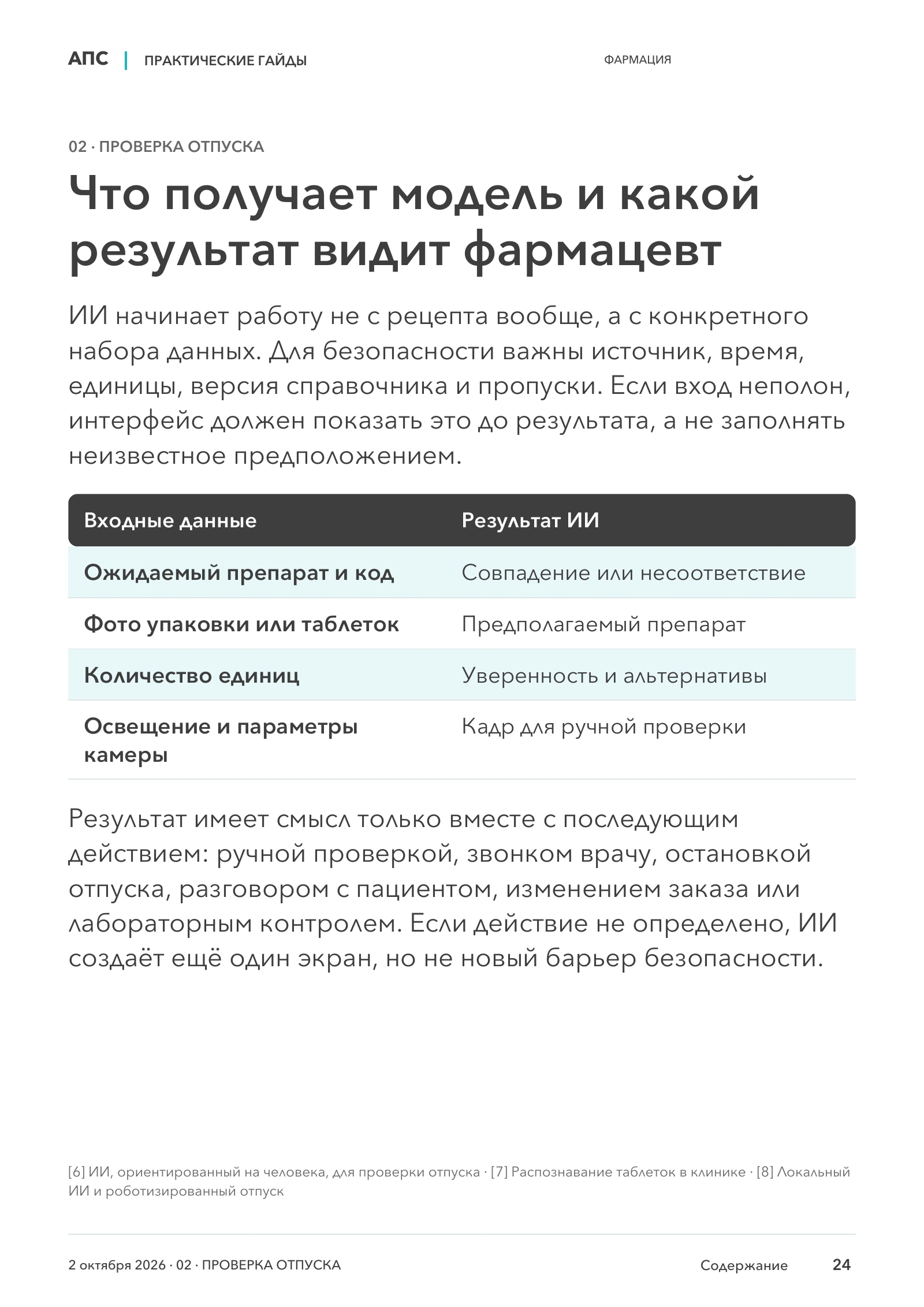 Что получает модель и какой результат видит фармацевт — страница 24