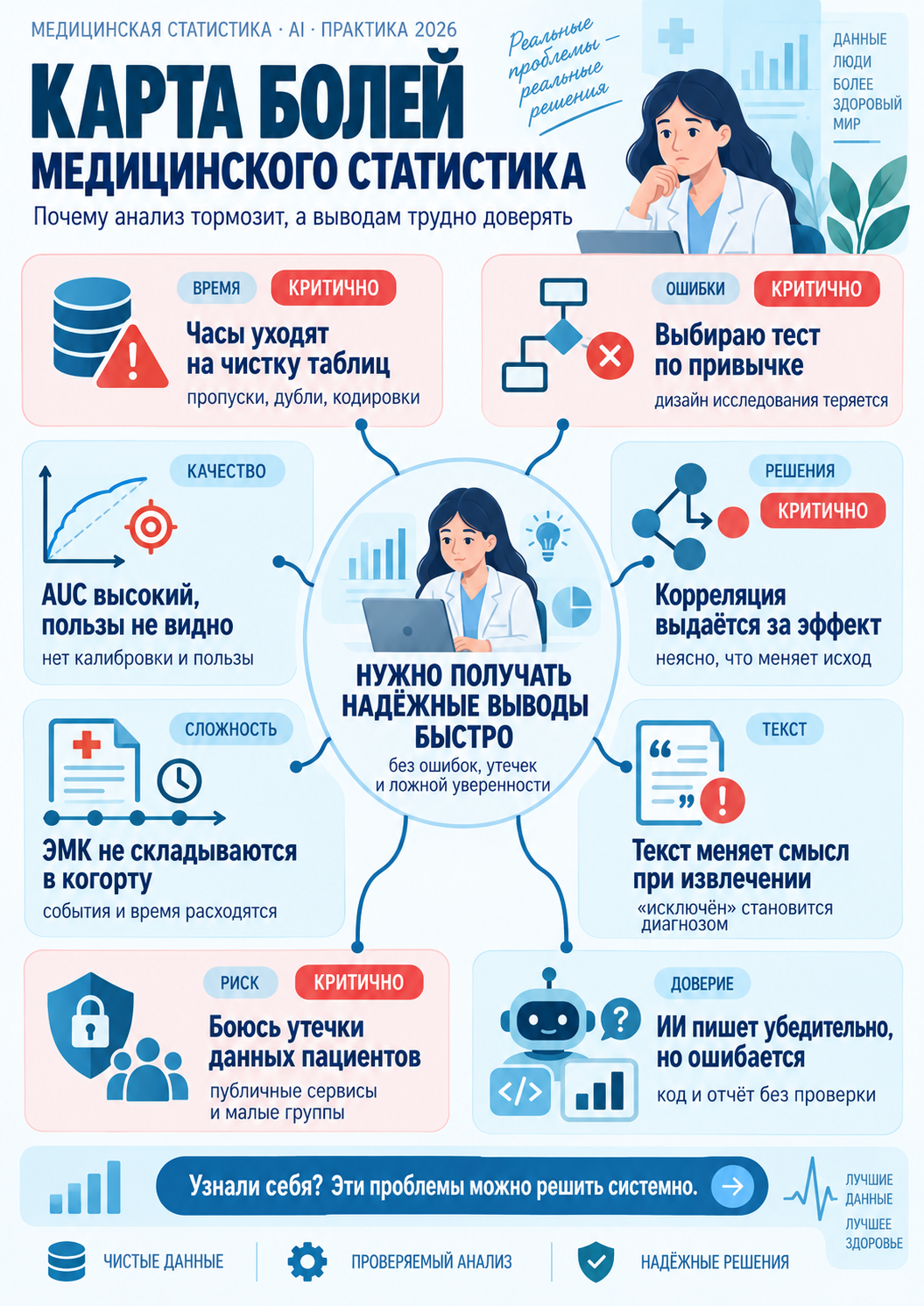 Карта рабочих задач по теме «ИИ в медицинской статистике»