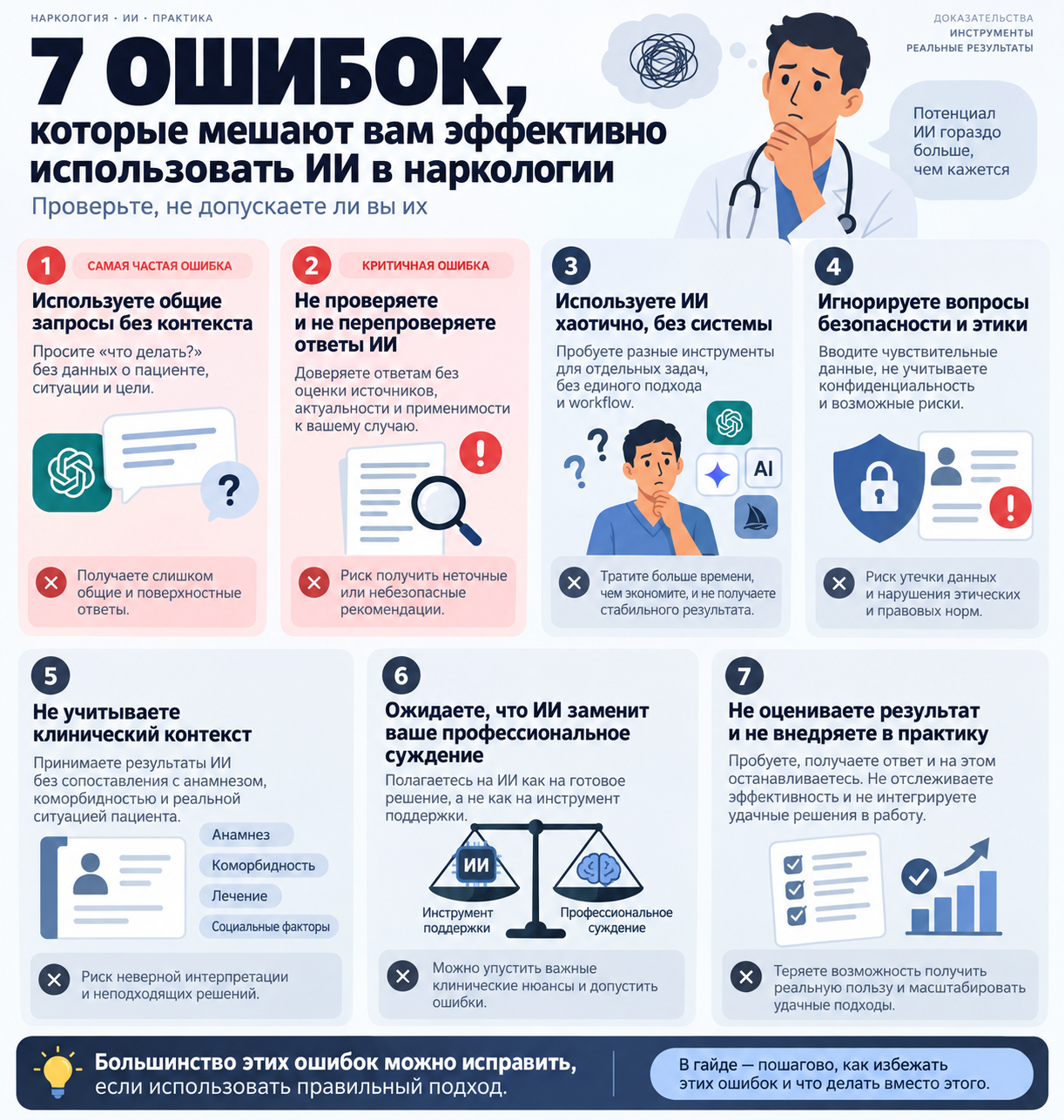 Ошибки и проверки по теме «ИИ в наркологии»