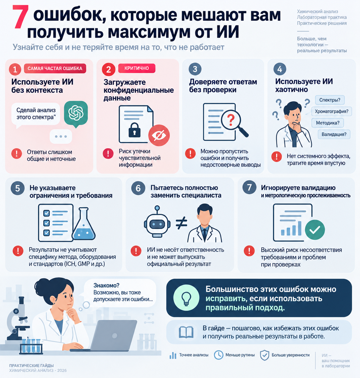 Ошибки и проверки по теме «ИИ в работе лаборанта химического анализа»